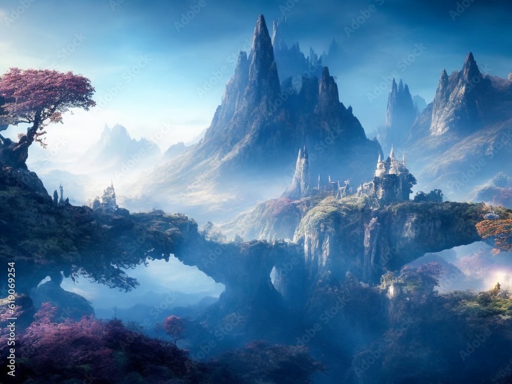 maginative and Magical: Ai Generated Fantasy Landscape with Vibrant Colors and Ethereal Beauty