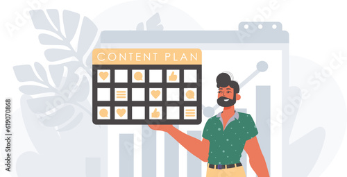 The blase confer is holding a message decisiveness in his hire hired hired hand . digital grocery store store storehouse sponsor memory concept. Trendy style, Vector Illustration