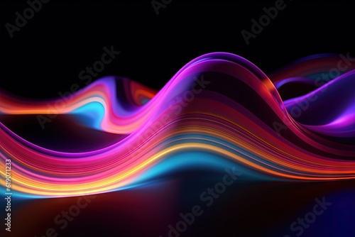 A colorful wave of light on a black background, created with Generative Ai Technology