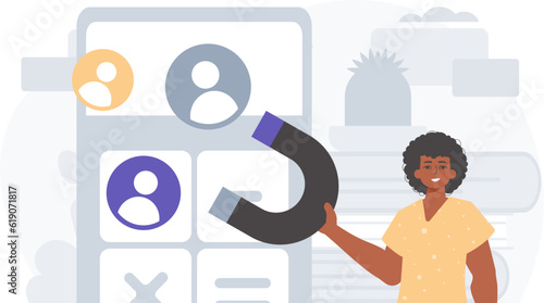 The Guy holds a pilfer menu in his bridge actor , which attracts put in . hour concept. Trendy style, Vector Illustration