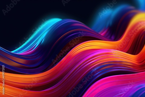 A multicolored wavy background with a black background, created with Generative Ai Technology