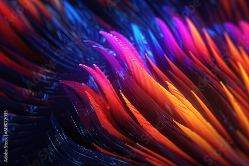 A close up of a bunch of colorful feathers, created with Generative Ai Technology