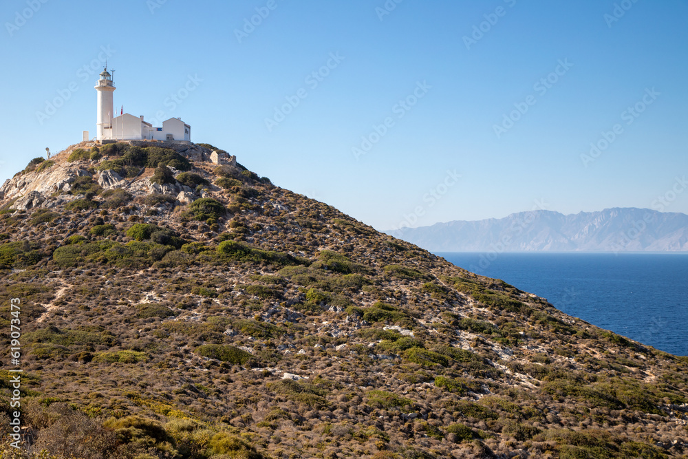 Aegean sea view with Knidos lighthouse
