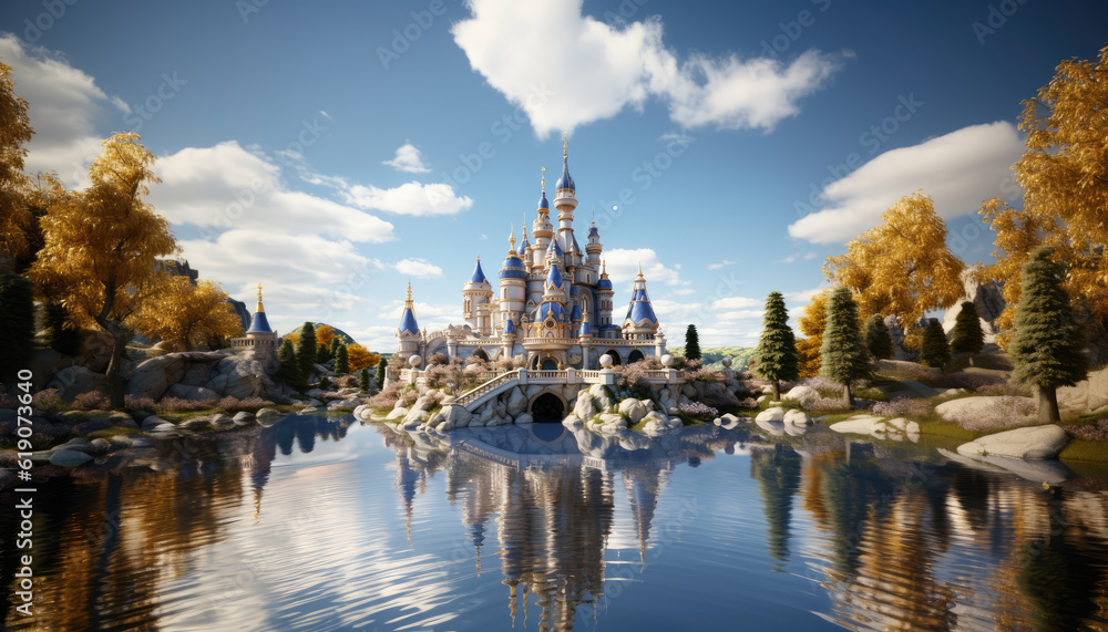 Enchanted 3D Fairytale Castle, created with Generative Al technology.