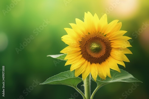 A large sunflower with a green background  created with Generative Ai Technology