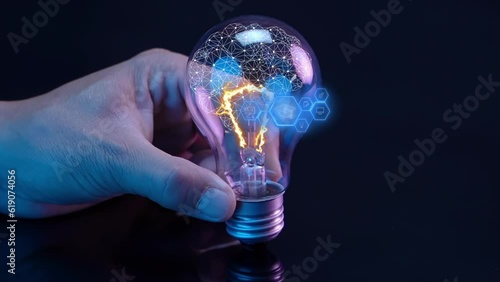 Wallpaper Mural Glowing light bulb showing e-learning icons on virtual screen. Concept of online education, webinar for personal development and professional qualifications. Digital courses to develop new skills. Torontodigital.ca