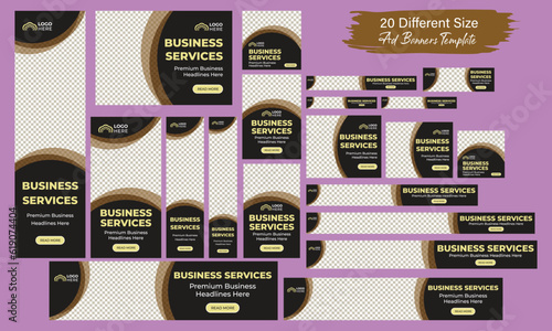 Horizontal header web banner. Vector horizontal and vertical google web ads banner. Abstract Business Ads poster for Web post Design Template. Social Media Cover ads banner, flyer, invitation card