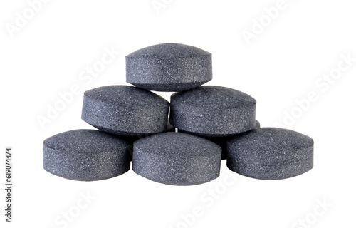 activated coal tablets on transparent png