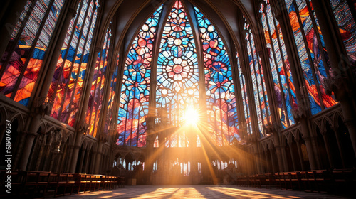 Beautiful mosaic windows in the church
