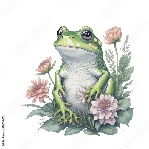  watercolor  frog  illustration  generative ai