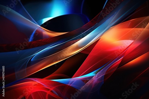 Abstract background with contrasting colors on a black backdrop, created with Generative Ai Technology