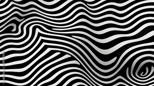 Optical art abstract background wave design black and white. Abstract black and white background with wavy lines  created with Generative Ai Technology