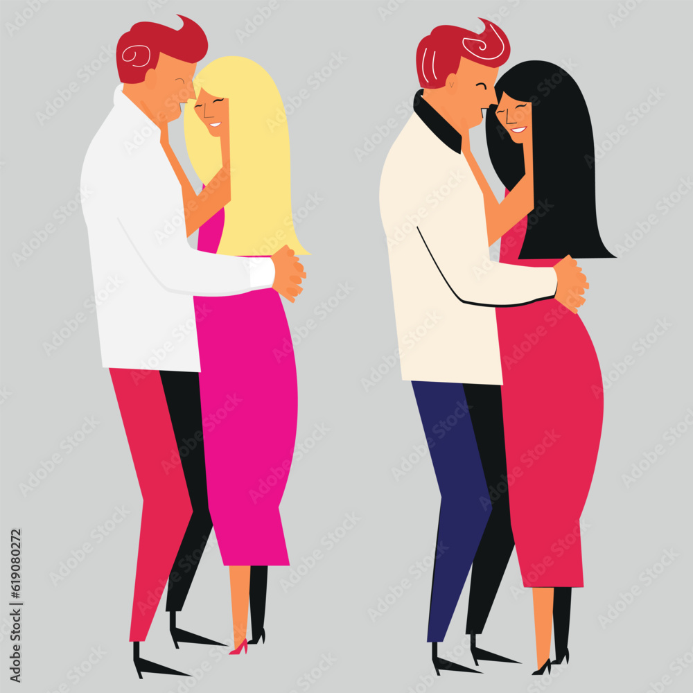 Loving couple in retro style. Vector illustration. Loving couple in retro style. Vector illustration.
