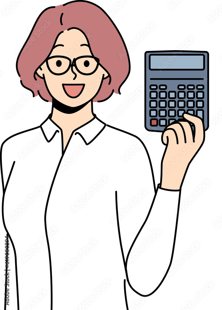 Woman accountant with calculator for professional calculating tax on company profits Woman accountant with calculator for professional calculating tax on company profits