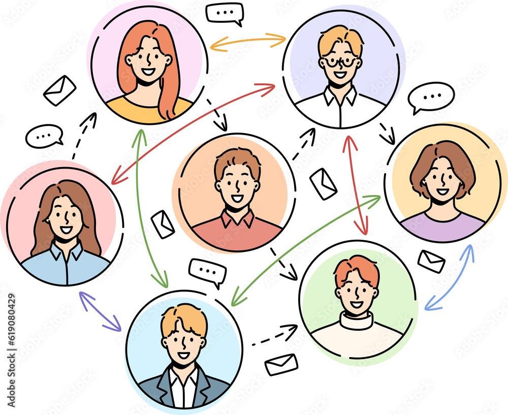 Smiling people communication on social network Smiling people communication on social network