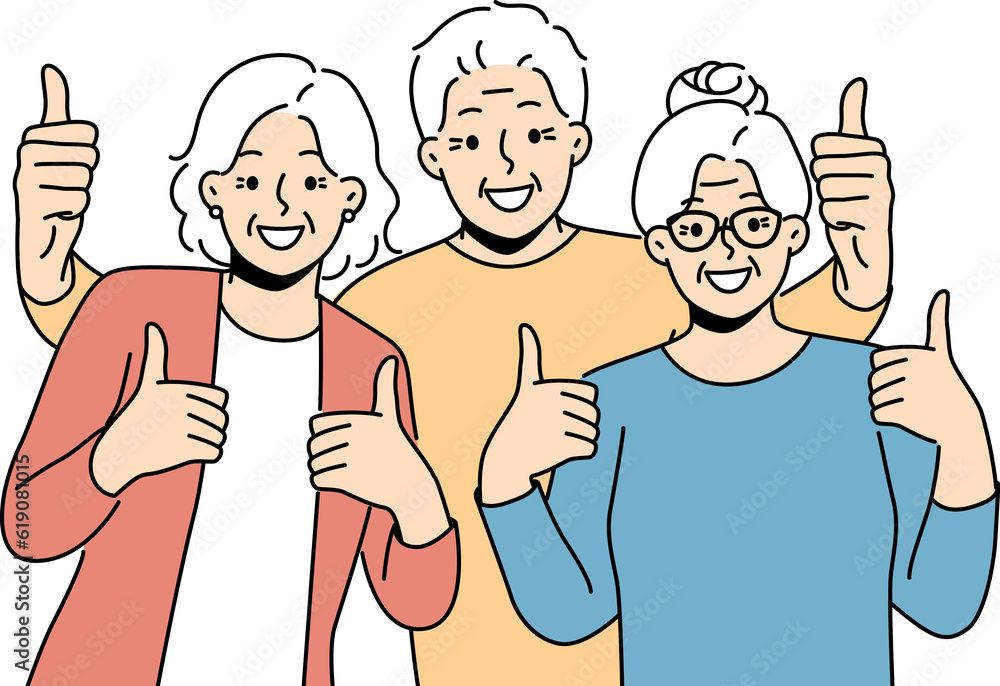 Smiling old people showing thumbs up Smiling old people showing thumbs up