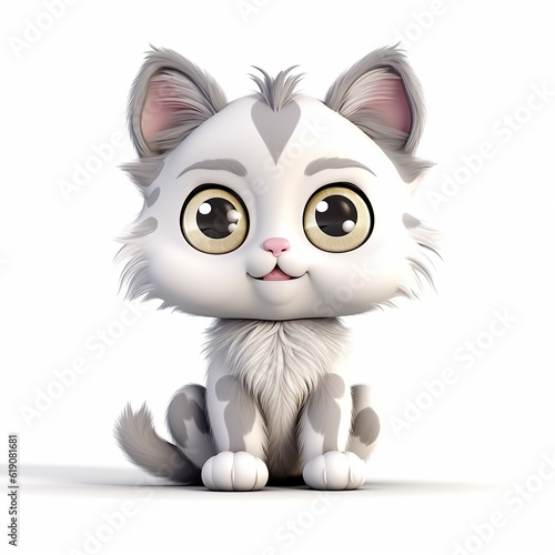 Happy little kitten illustration. AI-generated art.