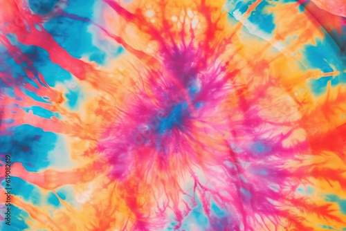 Vibrant tie-dyed shirt with a unique and eye-catching pattern  created with Generative Ai Technology