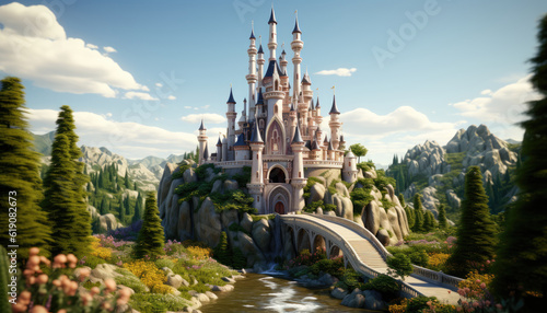 Enchanted Castle 3D, created with Generative Al technology.