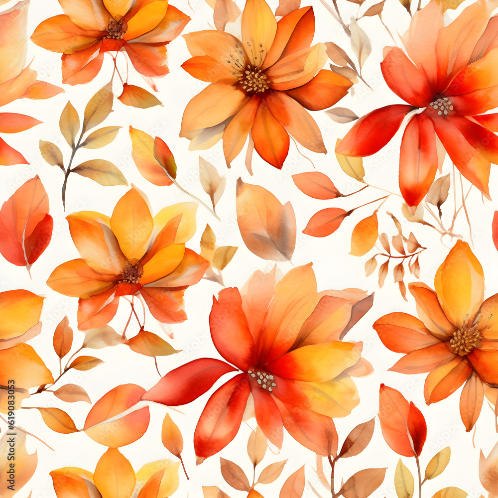 Obraz premium Flower Leave Seamless Pattern