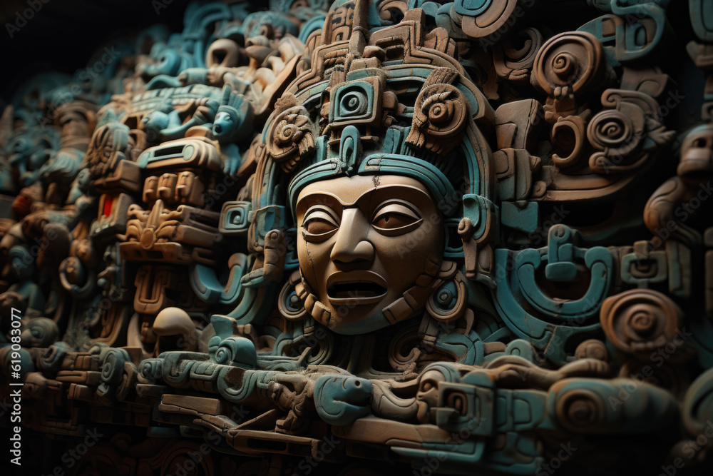 Stone Ancient Ritual Wall Mural Maya Tribe For Wallpaper And Design ...