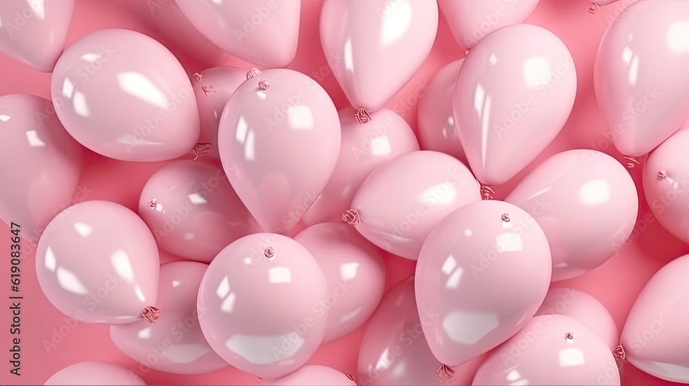 Floating pink balloons wallpaper, created with Generative Ai Technology