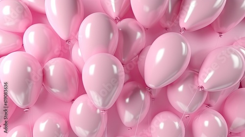 Floating pastel pink balloons background  created with Generative Ai Technology