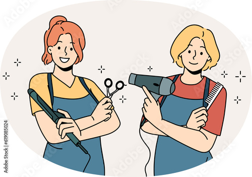 Working as hairdresser in salon concept.