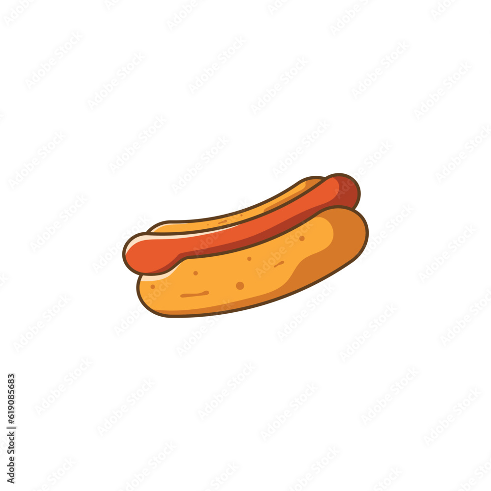 Hot dog Illustration Logo Template with Simple Concept Hot dog Illustration Logo Template with Simple Concept