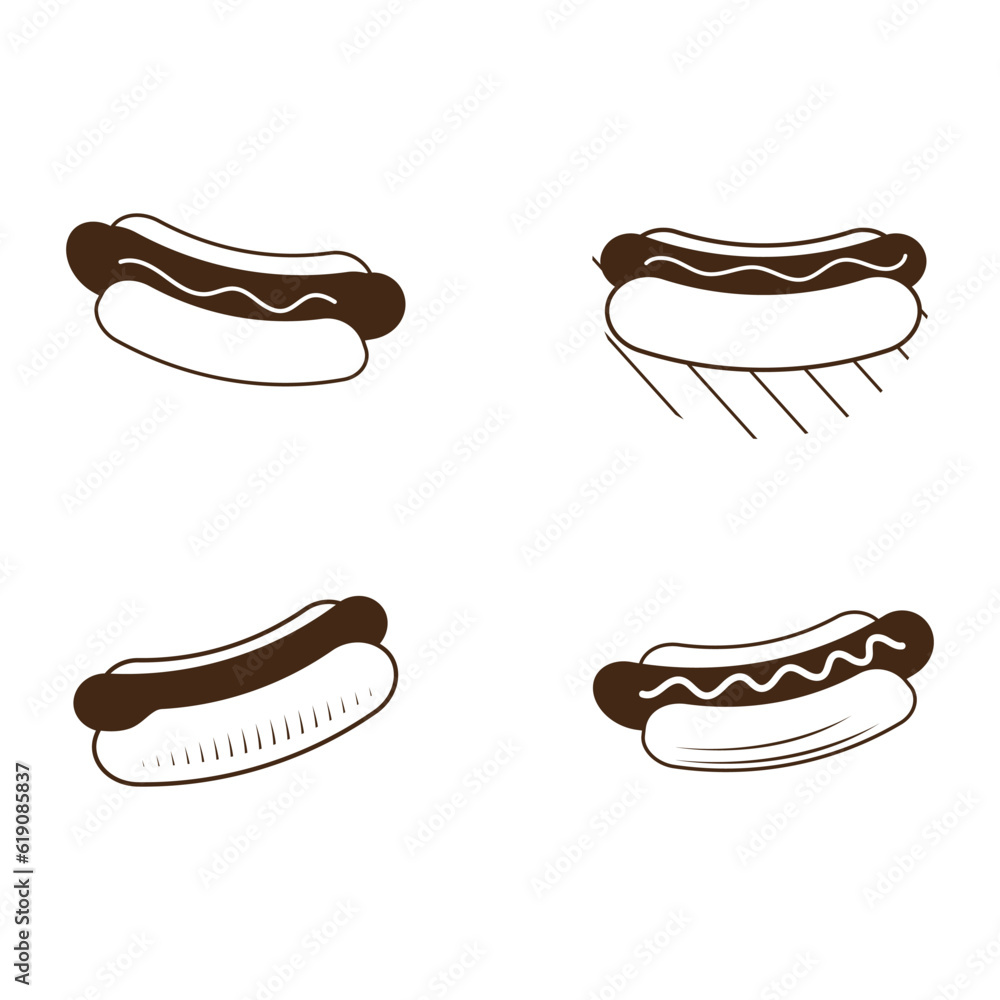 Hot dog Illustration Logo Template with Simple Concept Hot dog Illustration Logo Template with Simple Concept