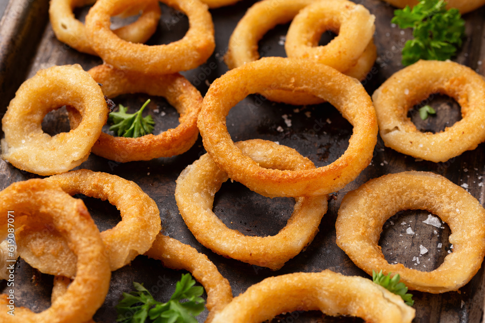 Crunchy Fried Battered onion rings with garlic sauce Crunchy Fried Battered onion rings with garlic sauce