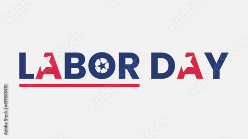 Labor day banner vector illustration logo, USA flag pattern with road and underline on white background