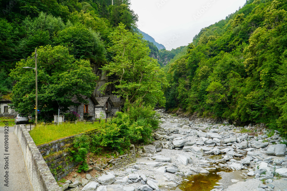 Maggia valley in Ticino, Switzerland