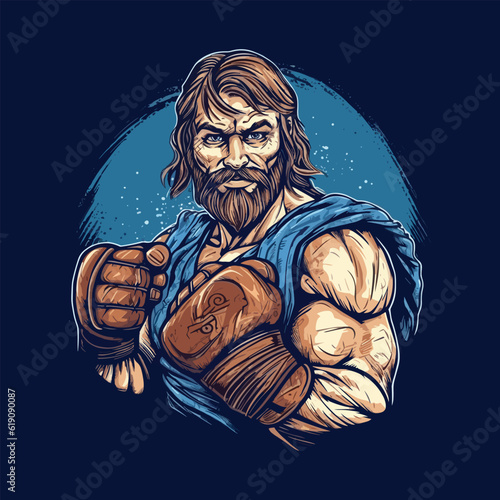 man gloves boxing cartoon vector