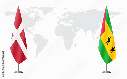 Denmark and Sao Tome and Principe flags for official meeti