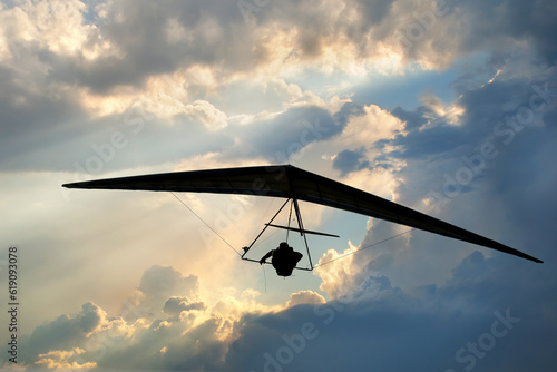Real racing sport hang glider silhouette