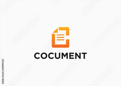 letter c with document logo design vector silhouette illustration