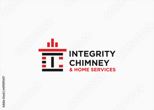 initial ci with chimney logo design vector silhouette illustration
