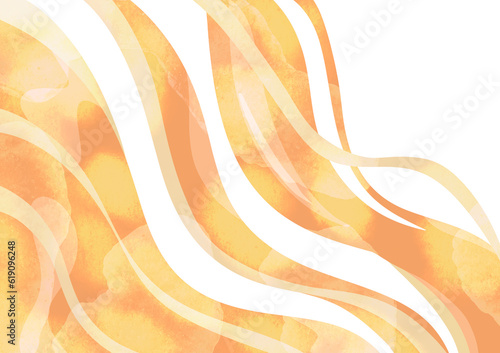 オレンジ色の流線形の背景　光イメージ