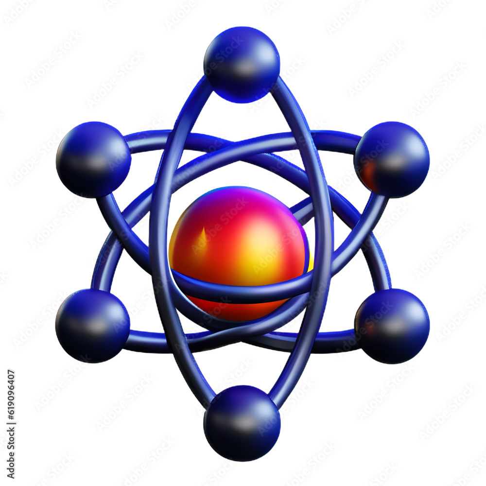atom model isolated on black