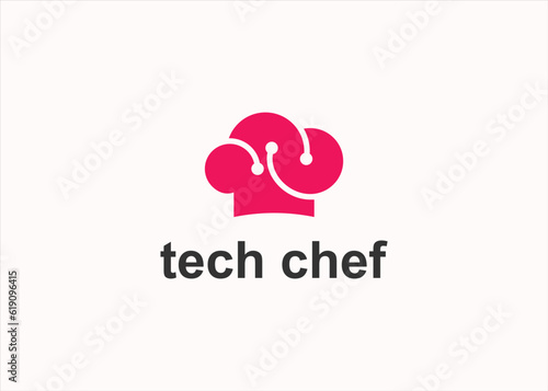 tech chef logo design vector silhouette illustration