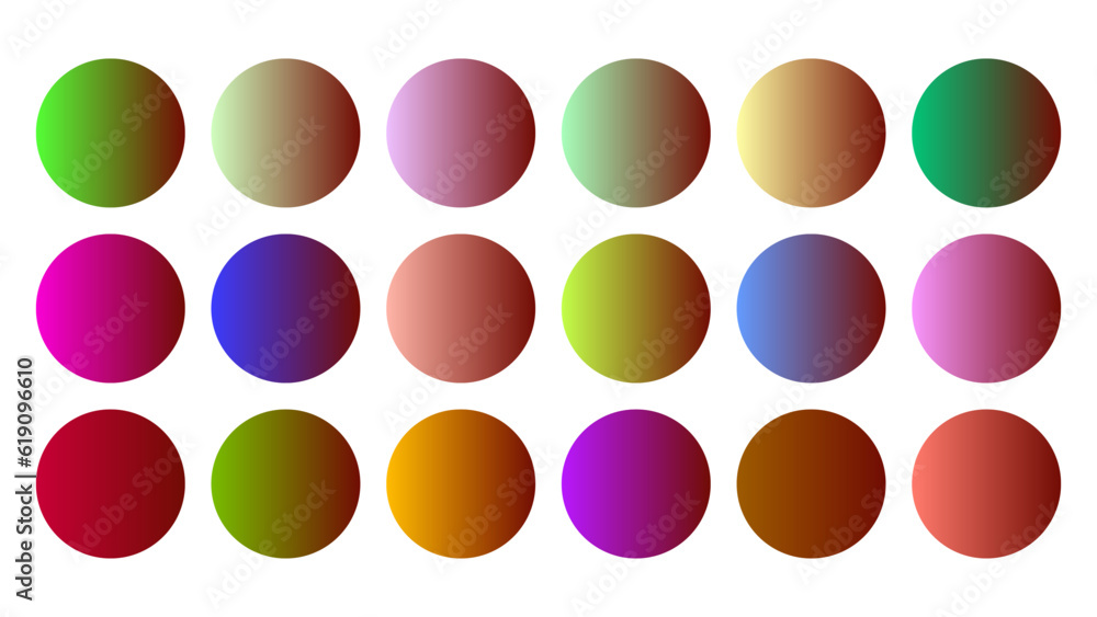  Colorful Blood Color Shade Linear Gradient Palette Swatches Web Kit Circles Template Set
