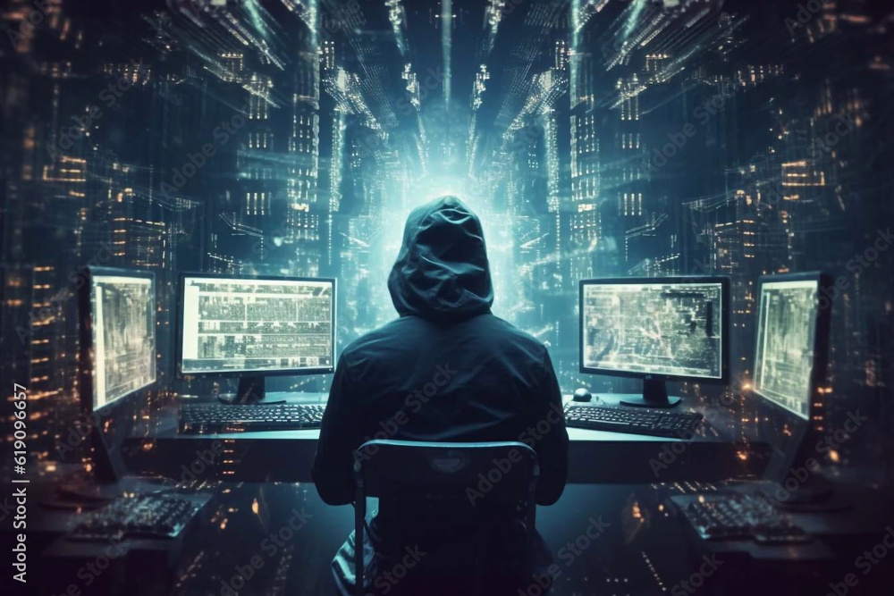 Cyber espionage. Protection of personal data. Hacking. Cybersecurity. Hacker attack. Generative AI.