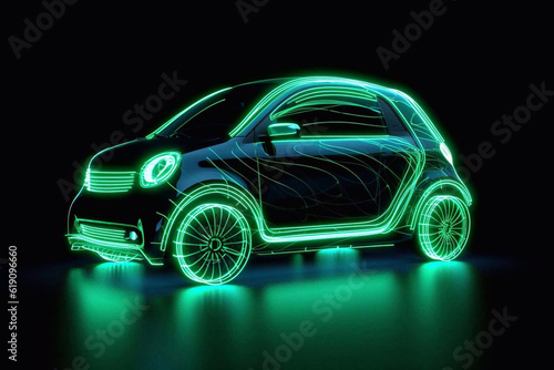 Eco-transport. Electric car. Take care of the environment. Climate control. Ecological car. Generative AI 