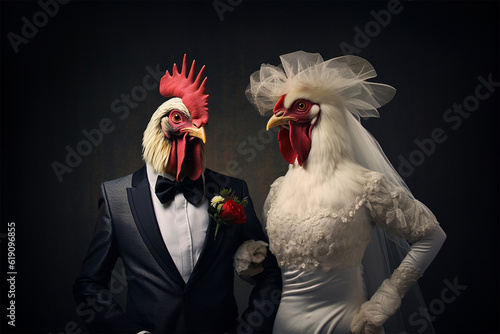 rooster and hen couple