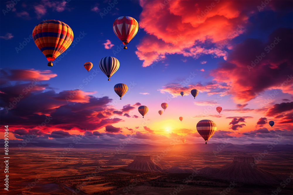 hot air balloon in sunset