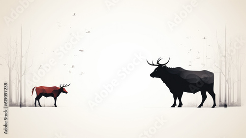 Simple Bull Market Illustration Art for Stocks and Investments. © Michael_G