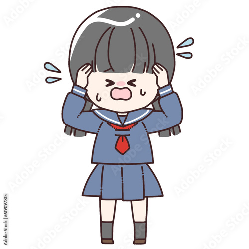 焦る女学生のイラスト