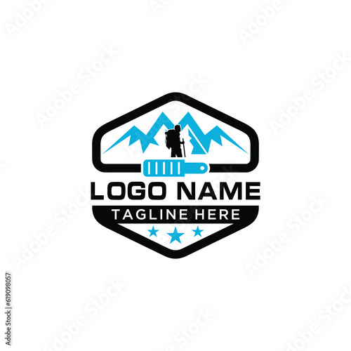 Mountain Climber Logo Design Vector