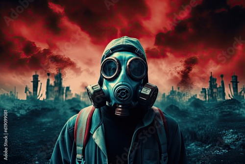 A man in a gas mask, Nuclear war